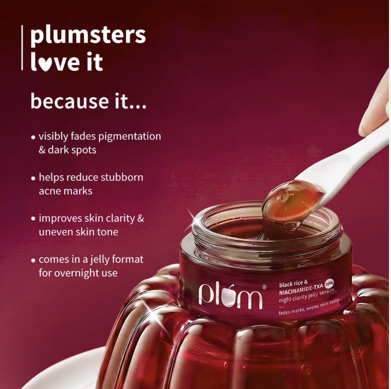 Plum Black Rice & Niacinamide-TXA 10% Night Clarity Jelly Serum | 25 gm