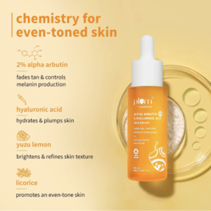 Plum 2% Alpha Arbutin & Hyaluronic Acid Face Serum With Yuzu Lemon - Fades Tan & Even-Toned Skin 30ml