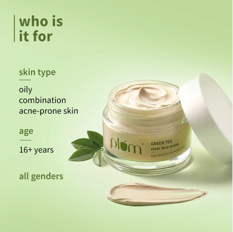 Plum Green Tea Clear Face Mask For Oily & Acne-Prone Skin 60g