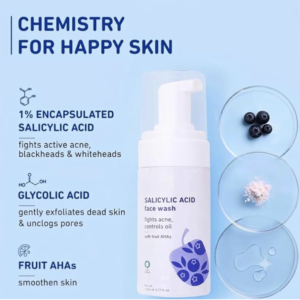 Plum 1% Salicylic Acid Foaming Face Wash - Fights Active Acne & Controls Oil For Smooth Skin