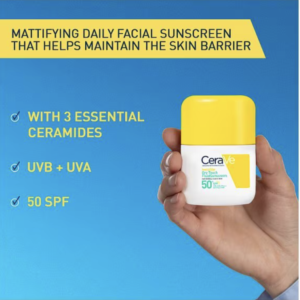 CERAVE INVISIBLE DRY TOUCH FLUID SUNSCREEN SPF 50 FOR NORMAL TO OILY SKIN WITH 3 ESSENTIAL CERAMIDES 50 ML