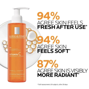La Roche-Posay Vitamin C Brightening Face Wash, Gentle Foaming Facial Cleanser with Vitamin Cg and Vitamin B3 to Brighten and Even Skin Tone, Vitamin C Face Wash that Cleanses Dirt & Makeup,