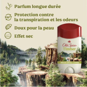 Old Spice Men's Antiperspirant & Deodorant Timber with Sandalwood, 24/7 Sweat Protection