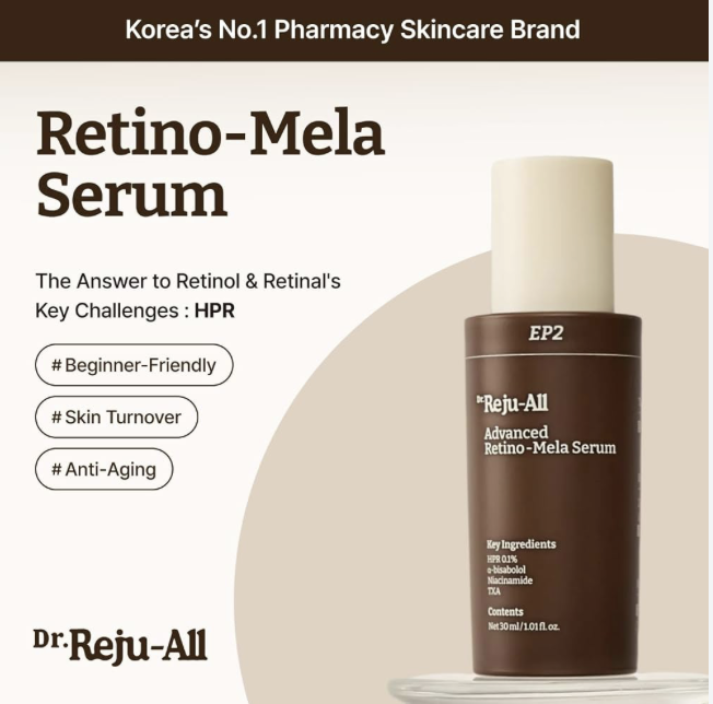 Dr.Reju-All Advanced Retino-Mela Serum – HPR Retinol Serum for Face – Anti-Aging, Pore Minimizer, Next-Gen Korean Skin care – Gentle & Beginner-Friendly – With Niacinamide 10% and TXA 4% – 30