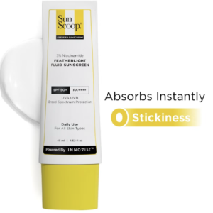 SunScoop 3% Niacinamide Featherlight Fluid Sunscreen SPF 50+ PA++++, 45 ml