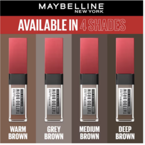 Maybelline New York Tattoo Brow 3-Day Gel, Water & Smudgeproof Lasts Up To 36H - Grey Brown