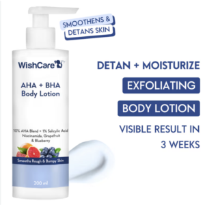 Wishcare 10% AHA Blend + 1% Salicylic Acid Glycolic & Lactic Acid Body Lotion With Niacinamide For De Tan (200ml)