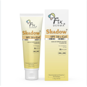 Fixderma Shadow Sunscreen SPF 50+ PA+++ Gel | Sunscreen SPF 50 for Oily, Acne Prone & Normal Skin | Broad Spectrum & UVA & UVB Protection | Lightweight | No White Cast | For Unisex - 75G
