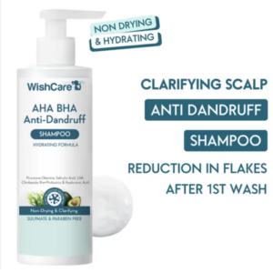 Wishcare Hydrating AHA BHA Anti Dandruff Shampoo - Piroctone Olamine Salicylic Acid LHA Probiotics (250ml)