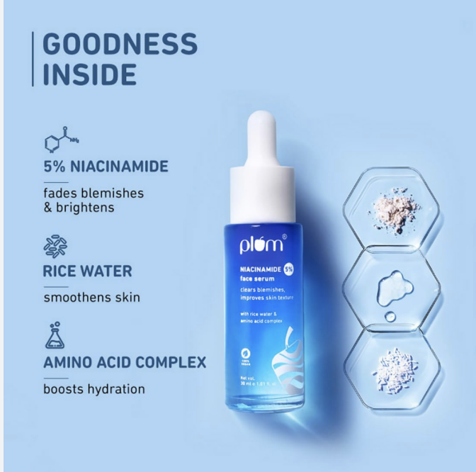 Plum 5% Niacinamide Face Serum With Amino Acid To Fade Blemishes For Bright Skin - 30ml