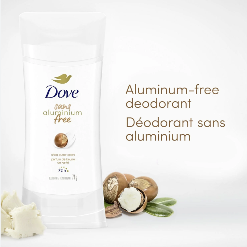 Dove Aluminum Free Déodorant for Women with 1/4 Moisturizers Shea Butter Scent Shea Butter Scent 74g - Canada