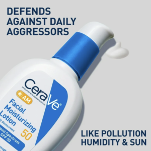 CeraVe AM Moisturizing Face Lotion with SPF 50 Sun Protection for Normal to Oily Skin, 3 fl oz