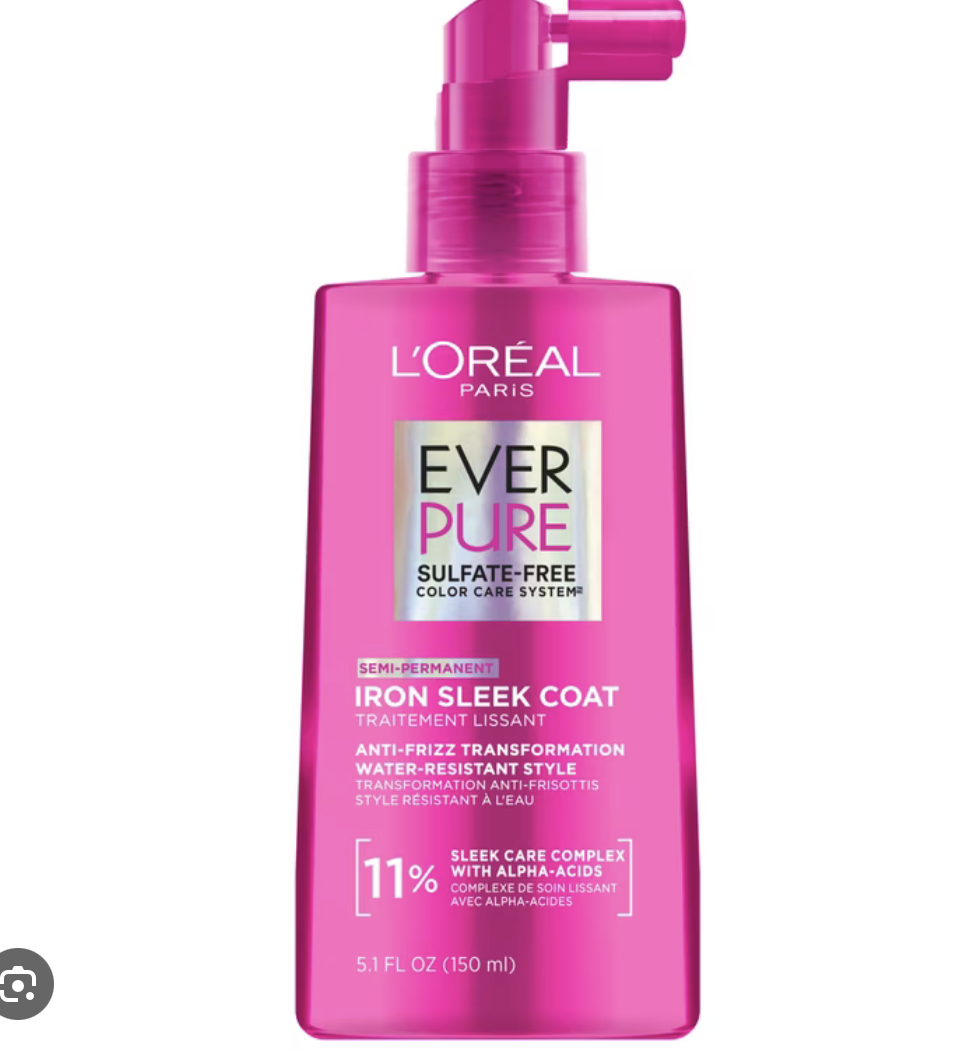 Loreal Paris EverPure Sulfate-Free Anti-Frizz Smoothing Iron Sleek Coat Hair Treatment, 5.1 fl oz