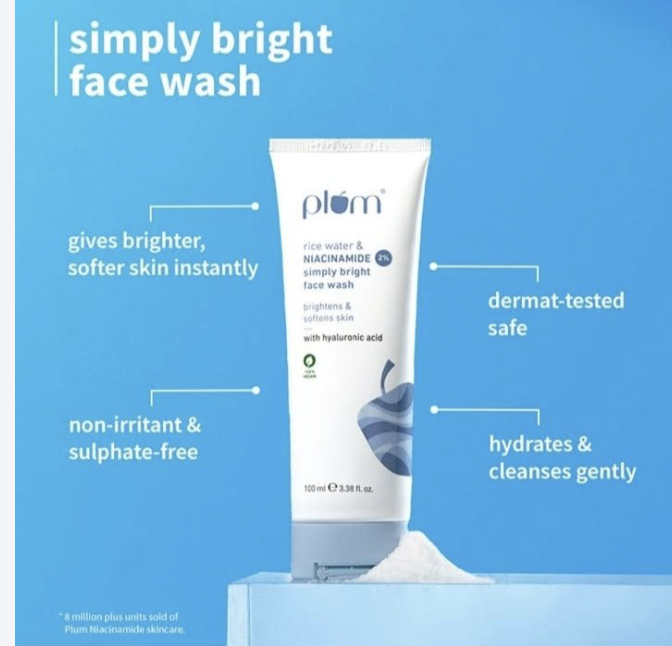 Plum Rice Water & Niacinamide Range Face Wash 100ml