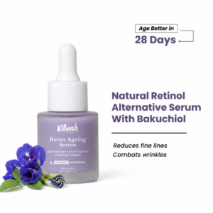 VILVAH Better Ageing Overnight Serum with BluePea Flower Extract, Bakuchiol, Ceramides & Peptides (20ml)