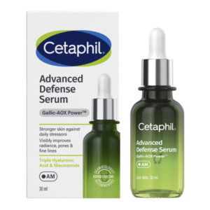 CETAPHIL Advanced Defense AM Face Serum for Stressed Sensitive Skin, Hyaluronic Acid and Niacinamide, 1 fl oz