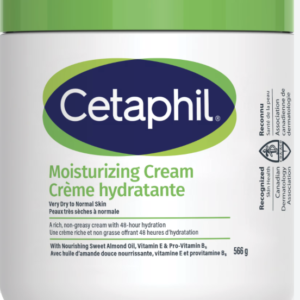 Cetaphil Moisturizing Cream with Sweet Almond Oil and Glycerin 566 g - 48hr Hydration for Dry To Very Dry and Sensitive Skin - Fragrance Free, Paraben Free - Dermatologist Recommended